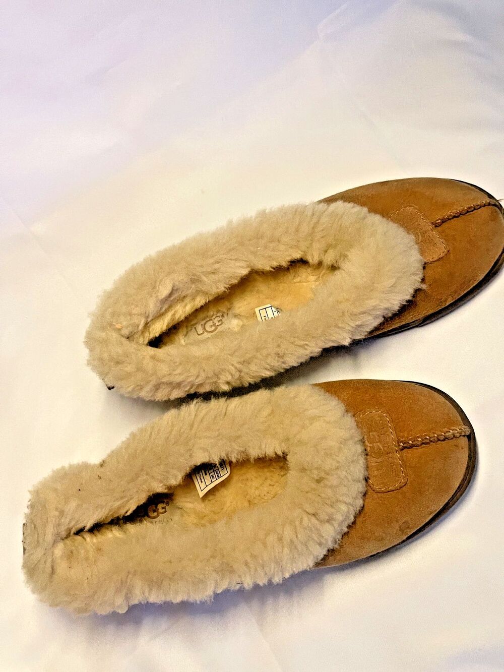UGG Australia RylanSuede Sleepskin Slippers Women's 7 Chestnut